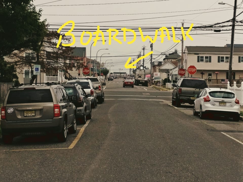 street view looking towards the boardwalk