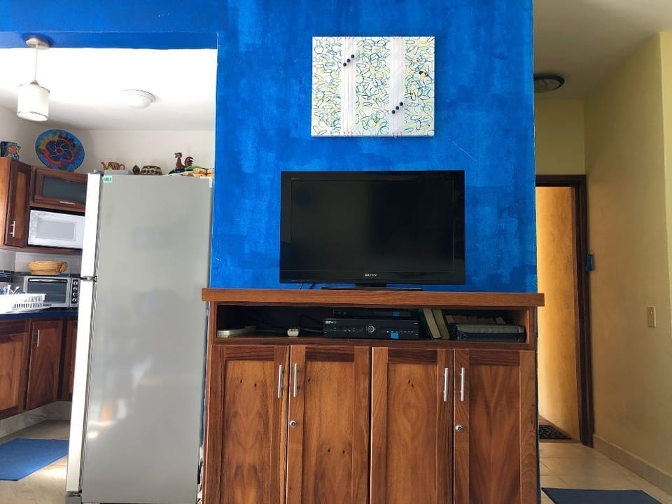 TV cabinet, mistake artwork above