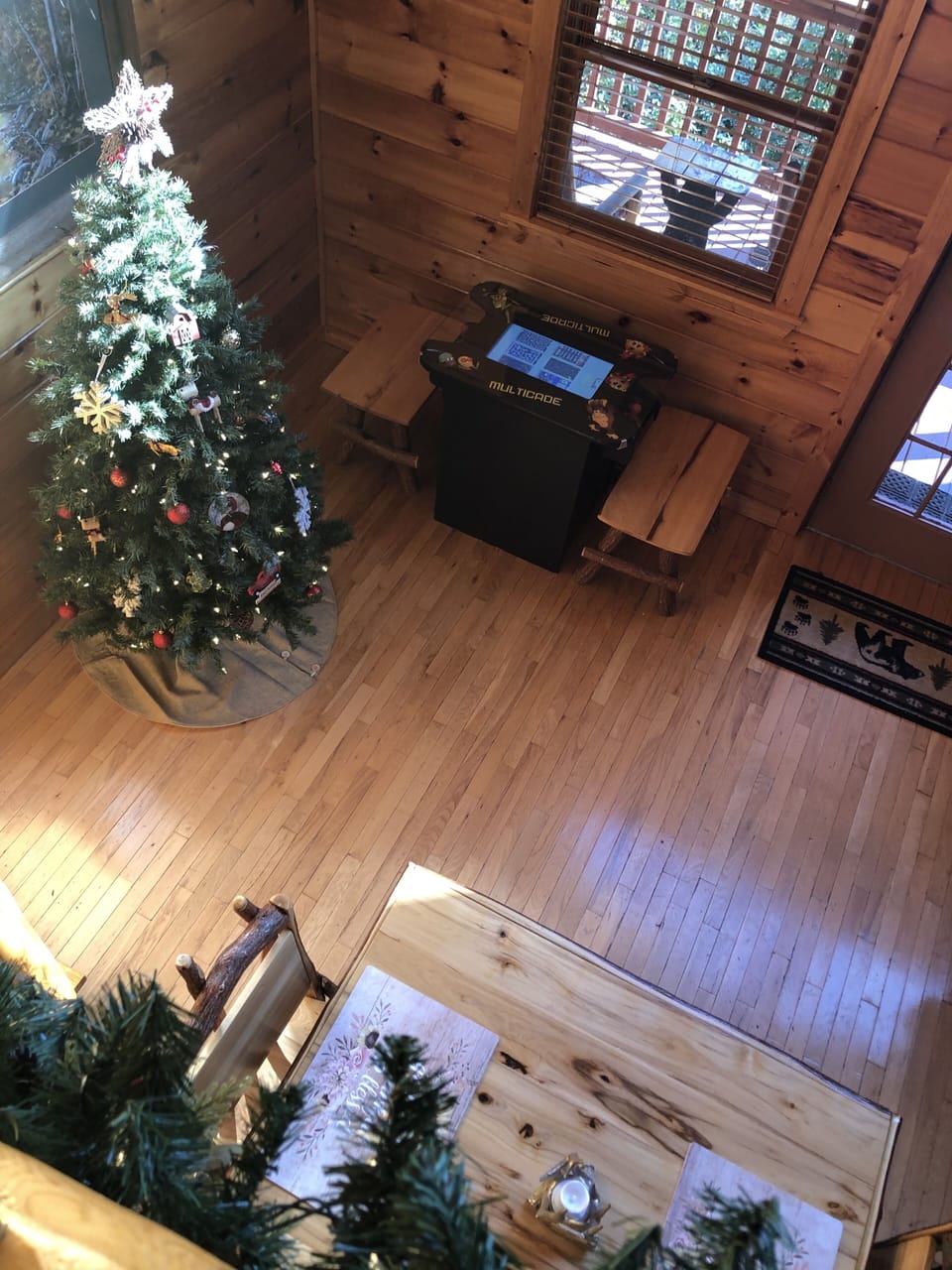 View of downstairs through the open loft bedroom.