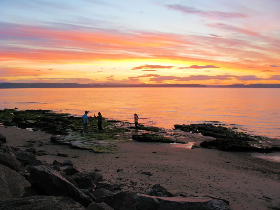 Sunset over West Beach at Nairn looking towards The Black Isle