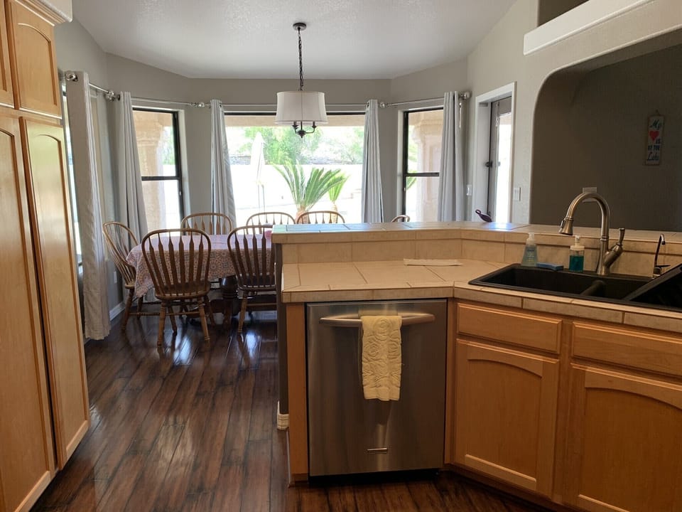 View of dining room from kitchen 
