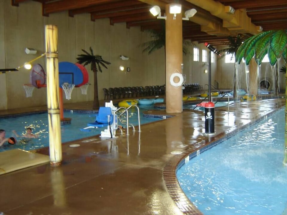 Play basketball or enjoy the lazy river and wading pool at the waterpark.