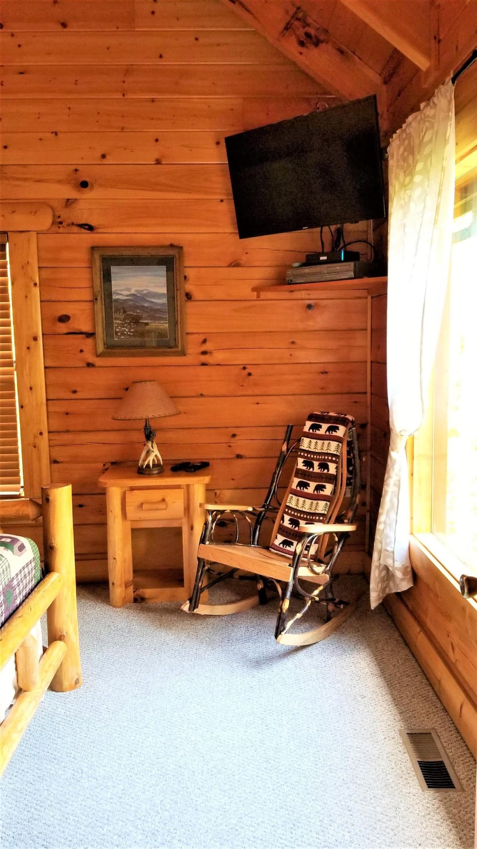Rock Away the stress on the gorgeous Amish rocking chairs throughout the cabin.
