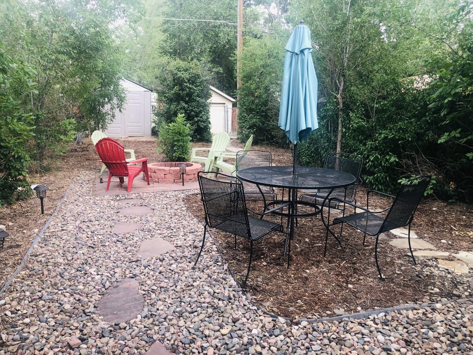 Backyard with firepit 