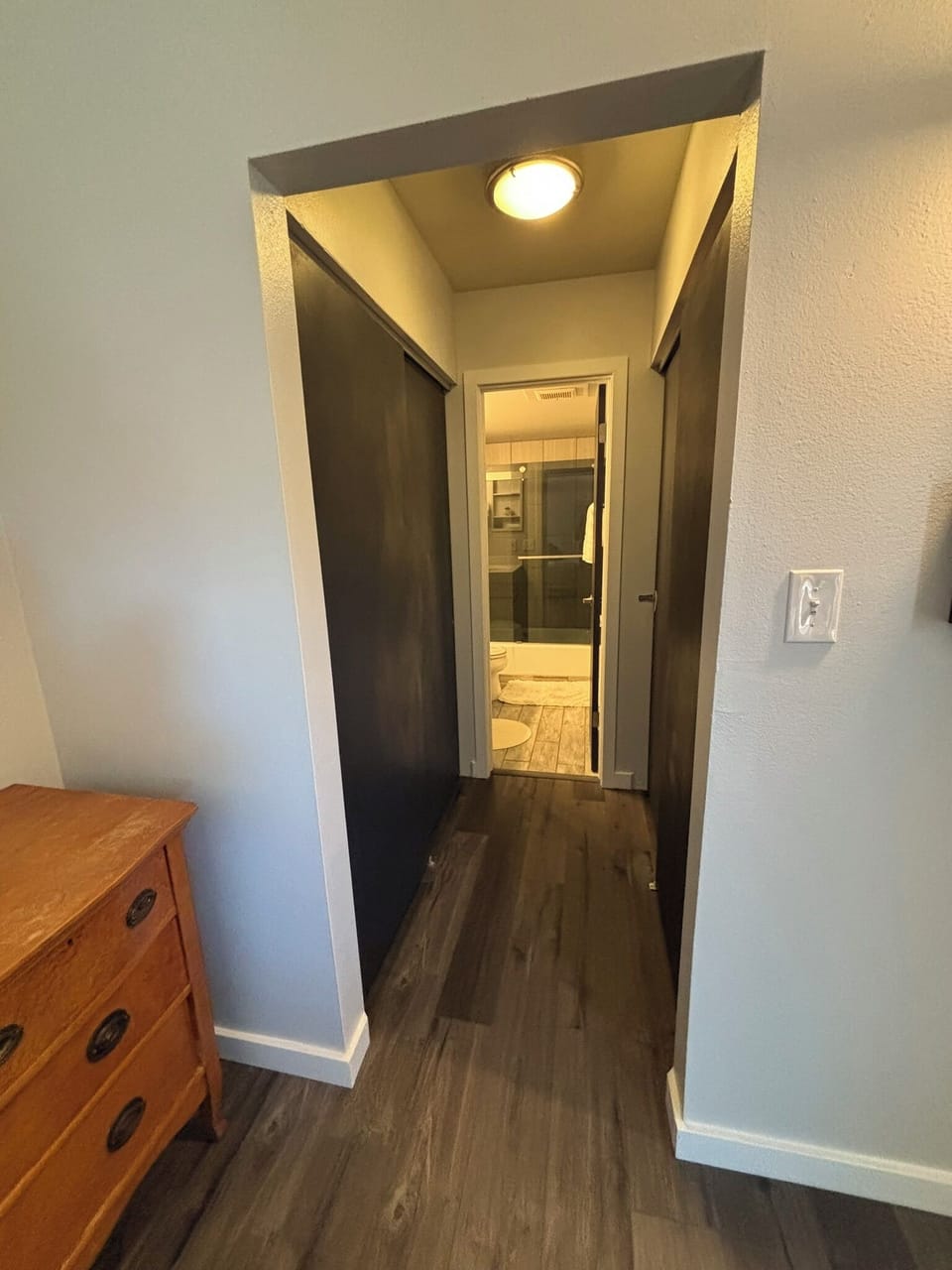 Closet space in primary bedroom.