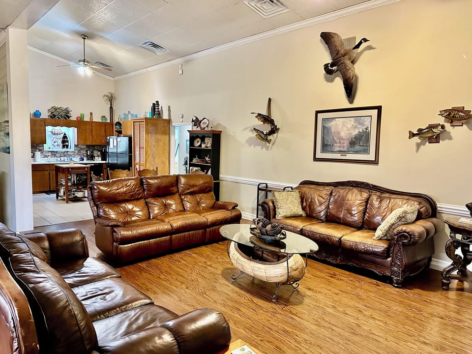 Huge, open concept for all guests - living room, game room, and kitchen