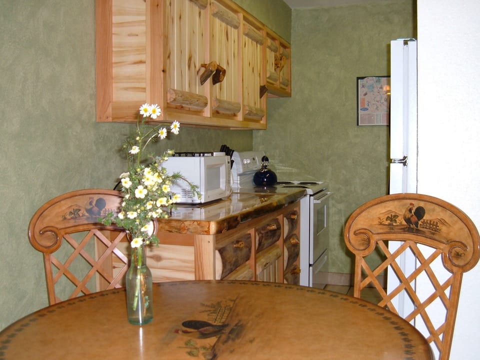 Fully equipped kitchens - rustic log cabinets and dishwasher in units A & C