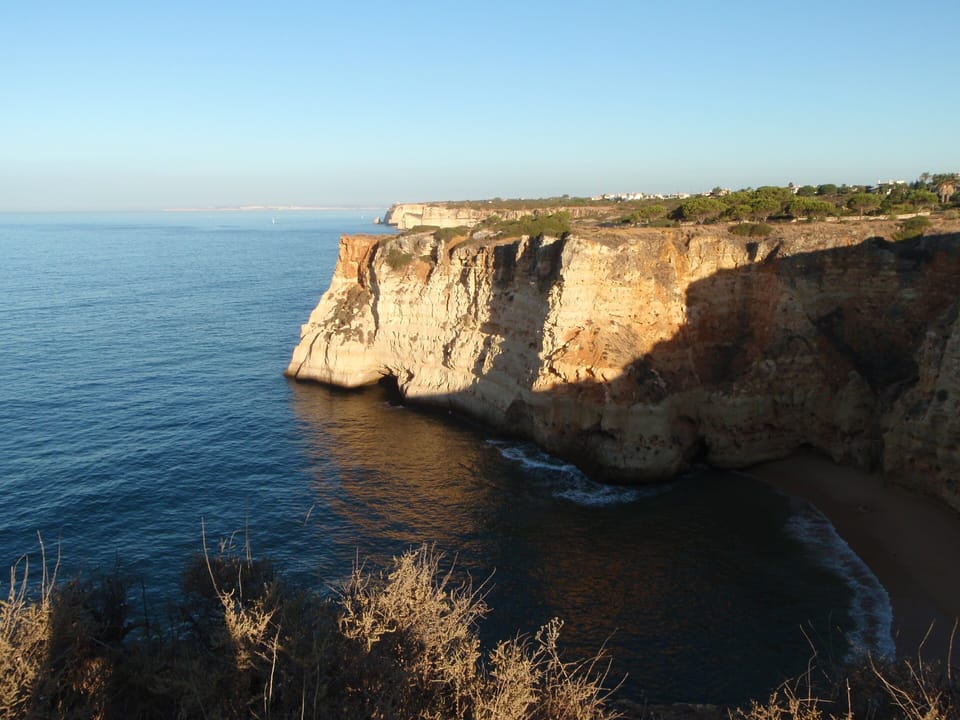Cliff formation on the sea within walking distance