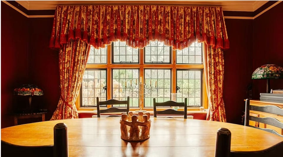 Dining Room with open fireplace