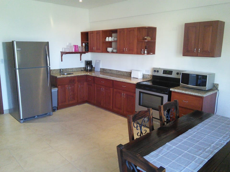 Open kitchen with full size appliances