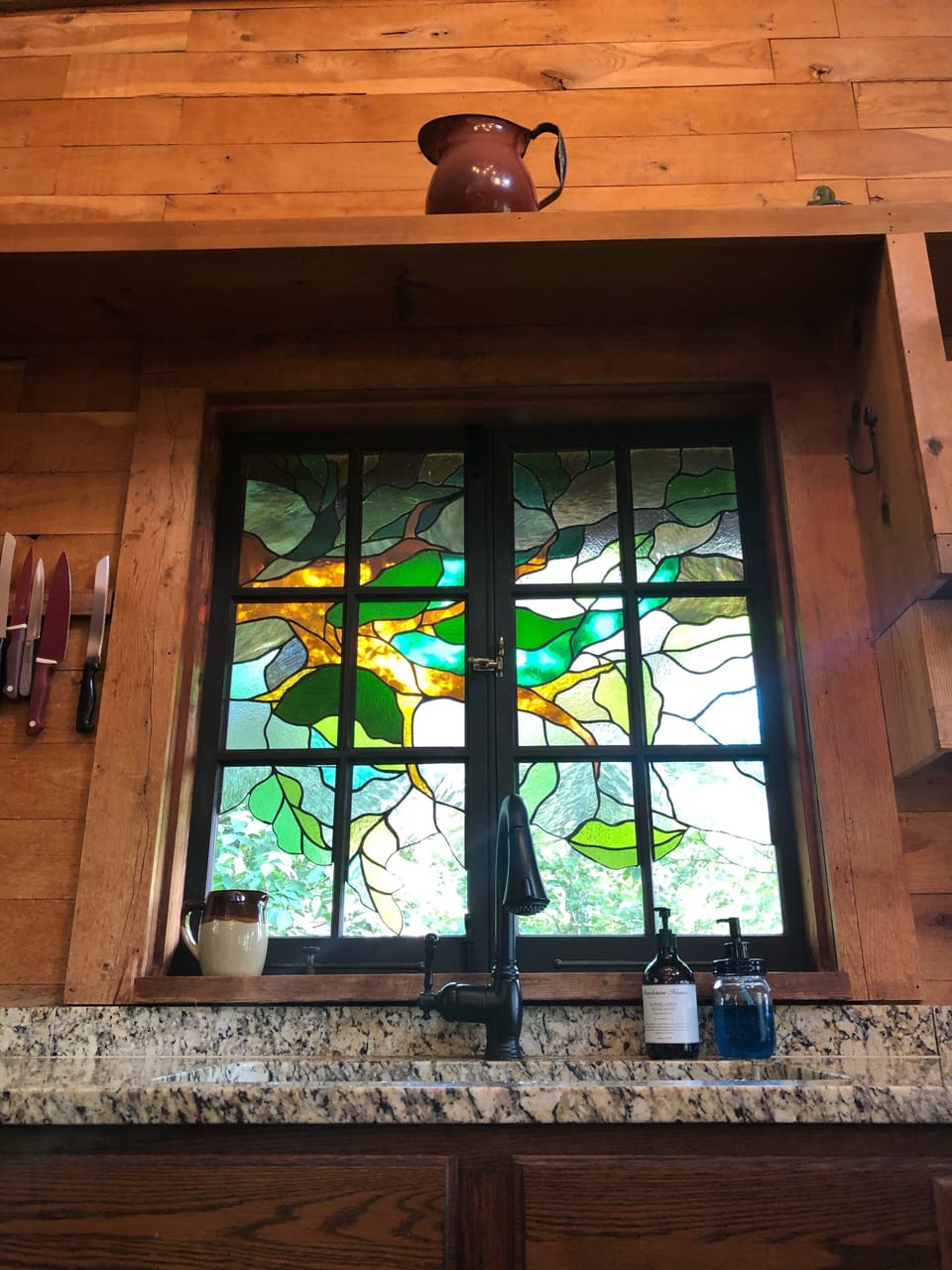 Stain glass in the kitchen.
