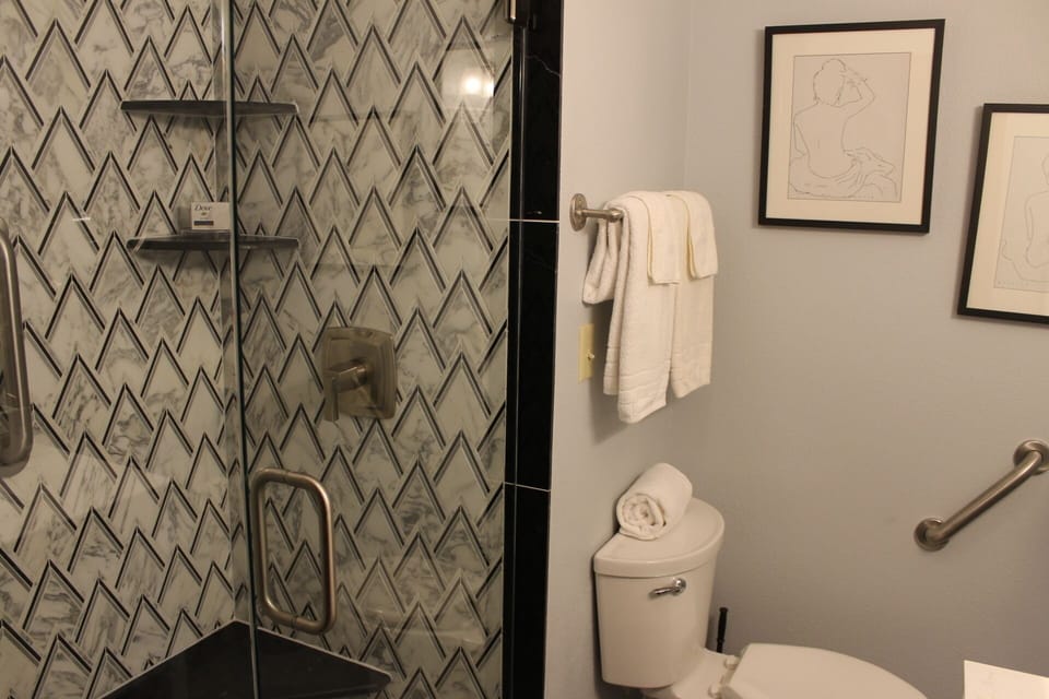 View of the recently remodeled bath area