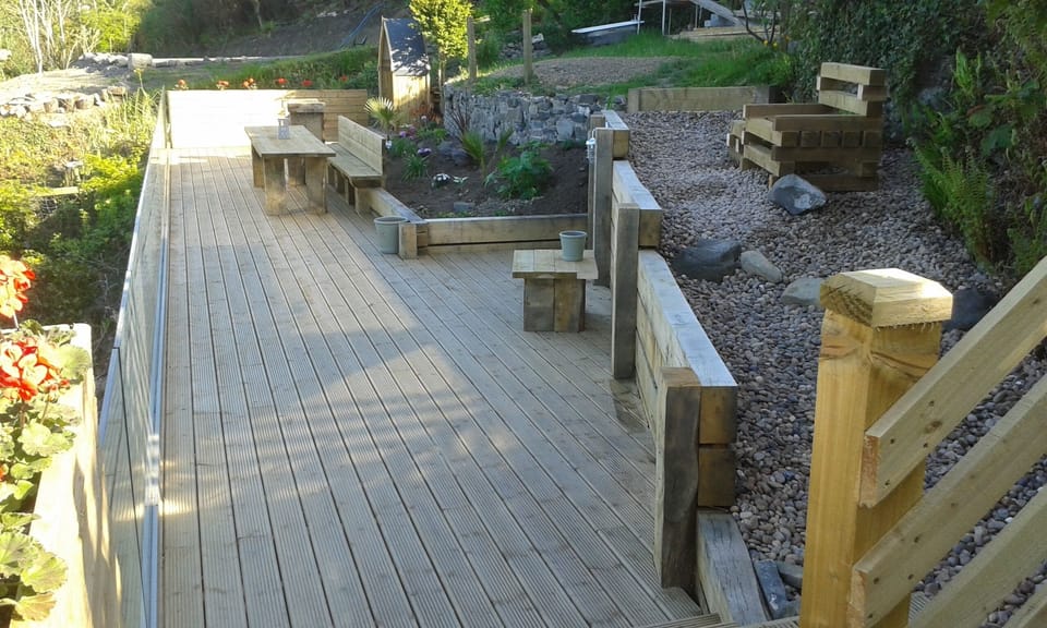 Beautiful spacious deck enjoying uninterrupted views over the bay.