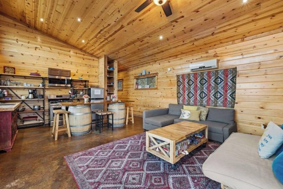 Beautiful furniture imported from Indonesia makes for an eclectic, boho vibe