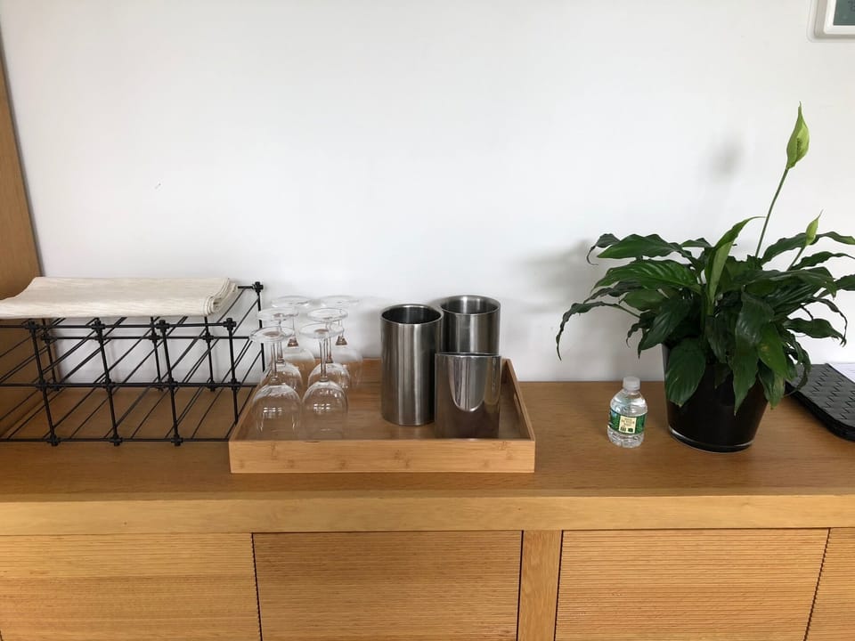 Wine rack and glasses