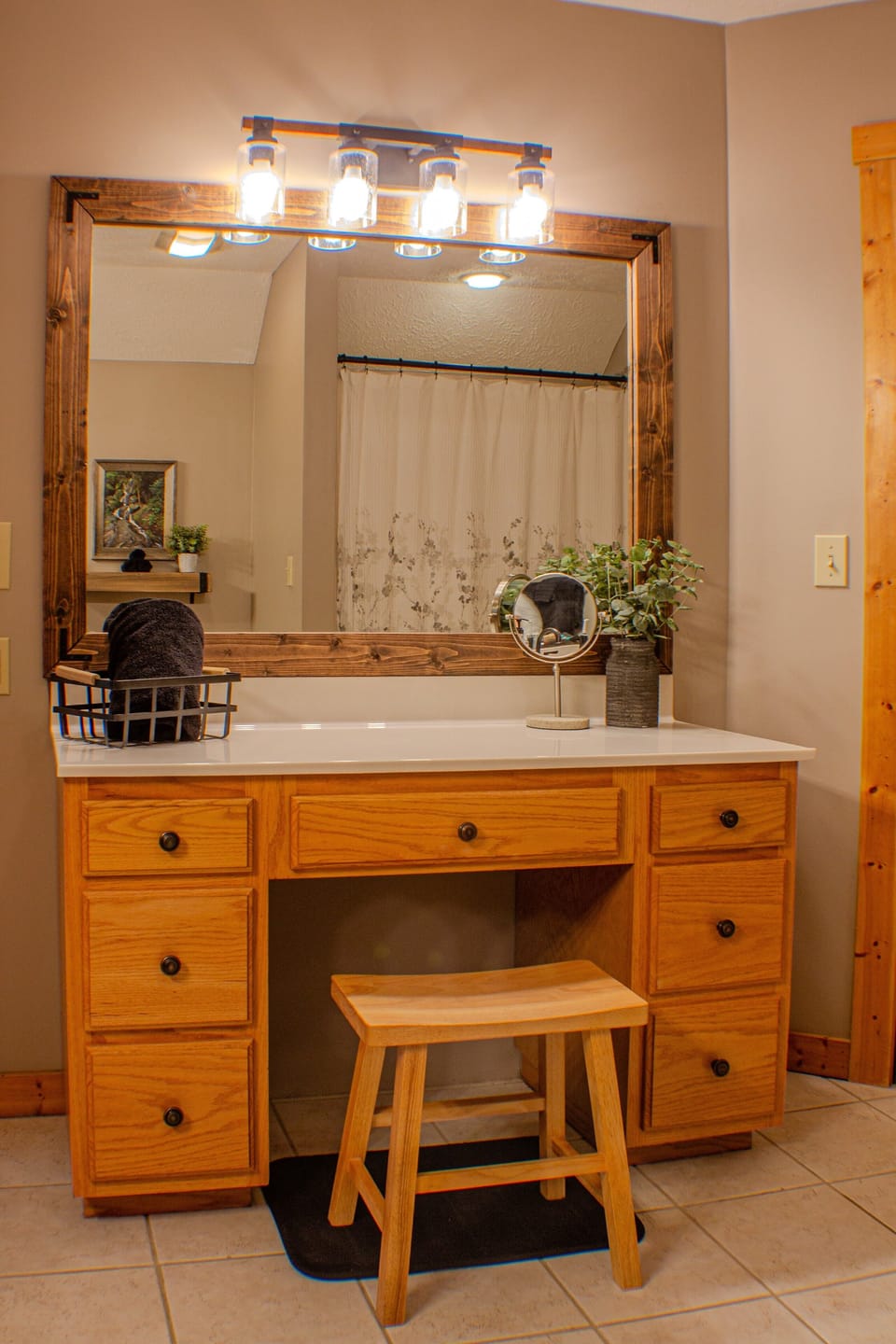 Upper level bathroom vanity. 