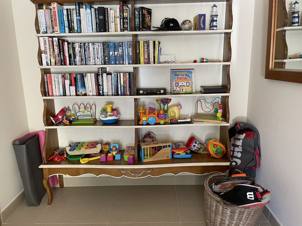 Toys, books and DVD’s , tennis racquets snd table tennis