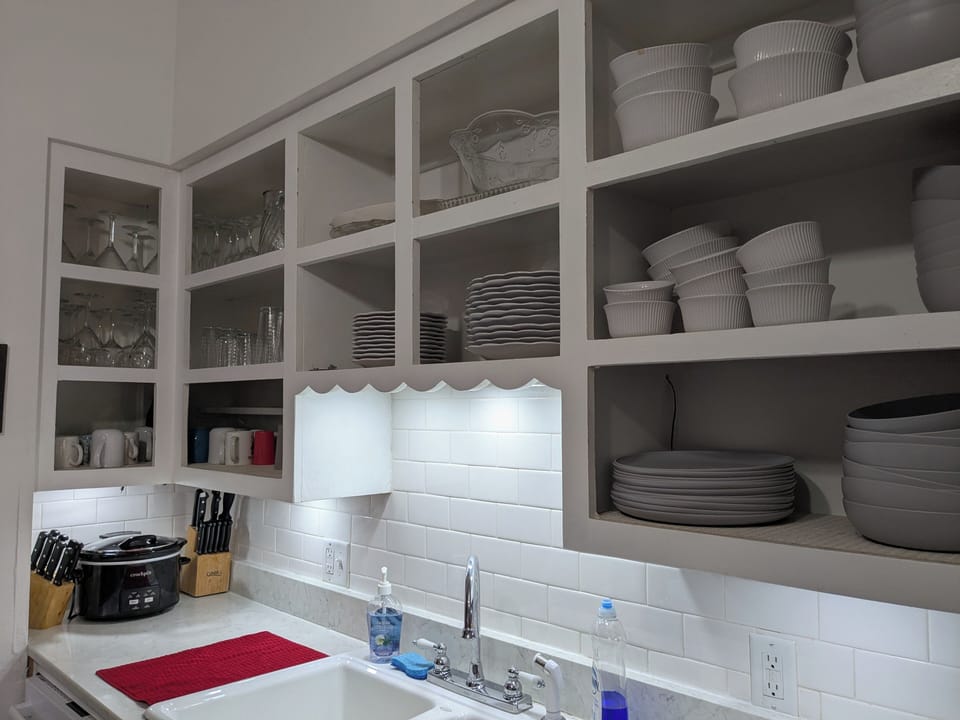 Kitchen with open shelving 
