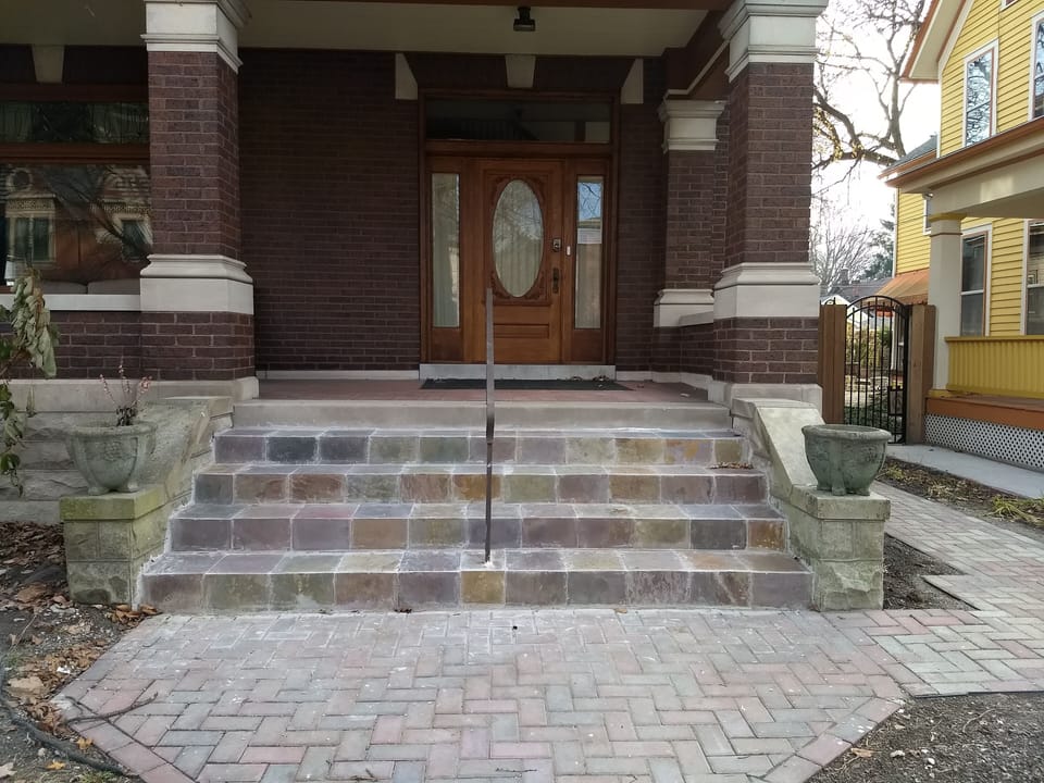 Snow melt system under pavers/steps.