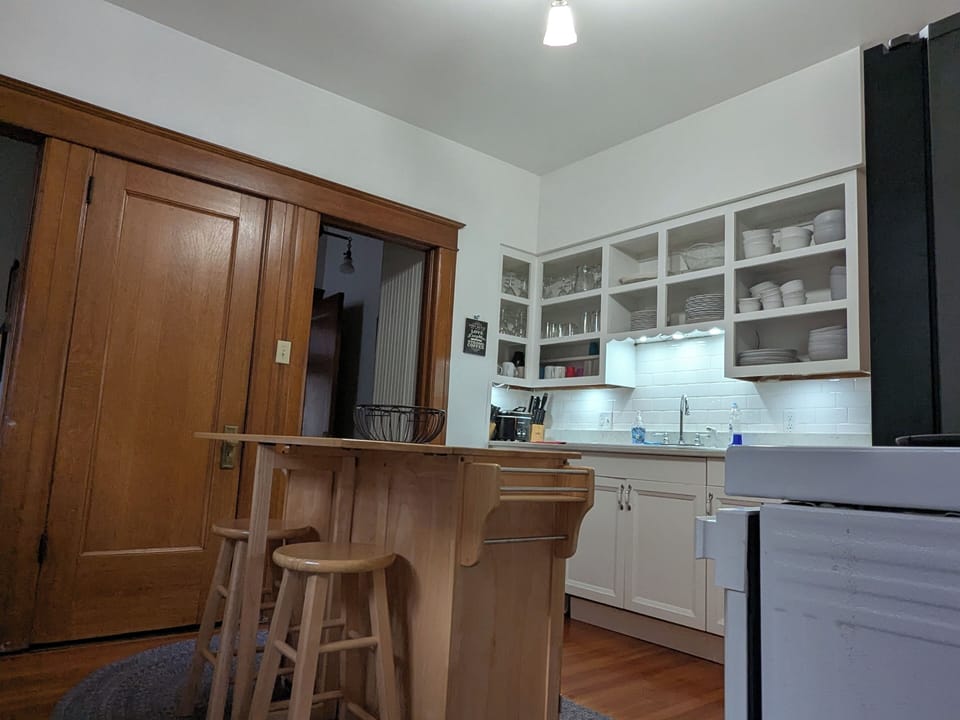 Kitchen with open shelving 