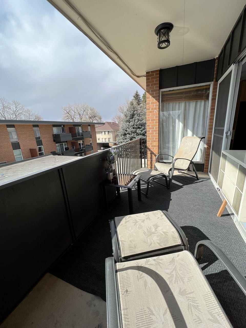 Relax on the patio in fall and spring.