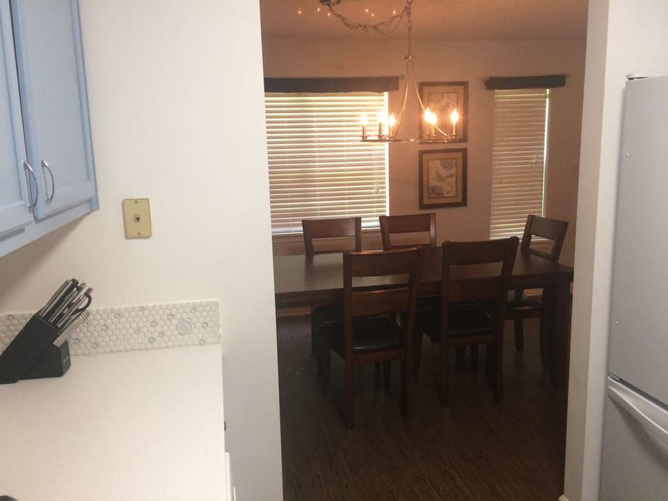 view into dining area from kitchen