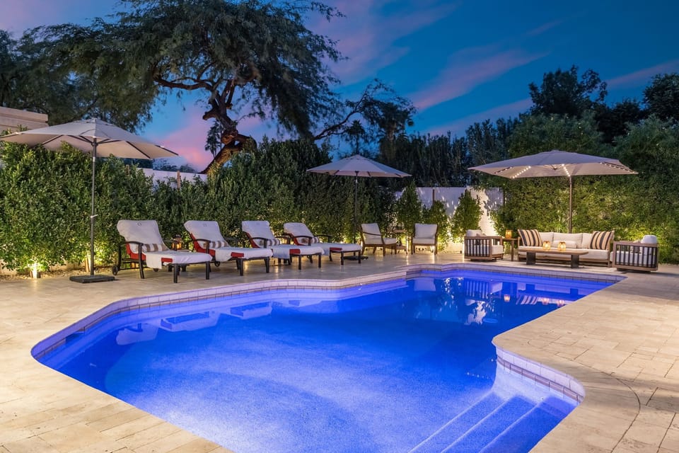 Relax around the Mediterranean-Inspired Pool Deck with Heated Diving Pool!