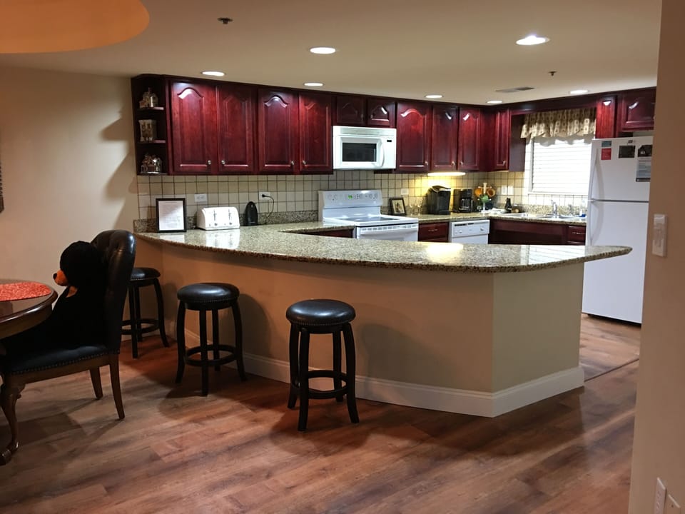 Lots of granite on the wide counter tops.