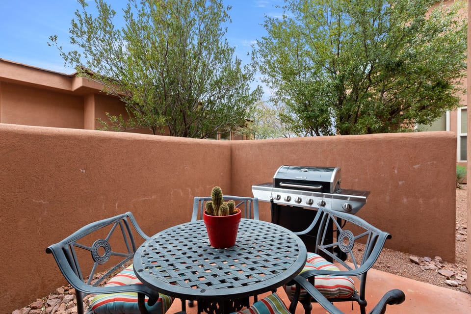 Outdoor grill and dining space