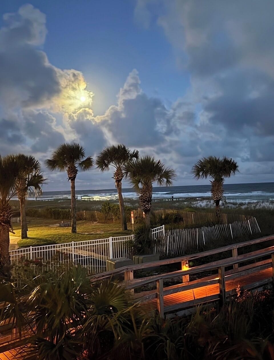 View (with zoom on) of the full moon from our balcony.