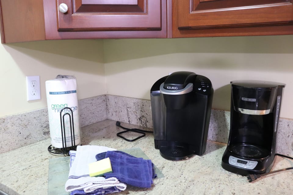 Guests have a choice of coffee pots.
