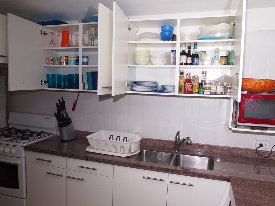 Closeup of the fully equipped kitchen  with everything you need for home cooking