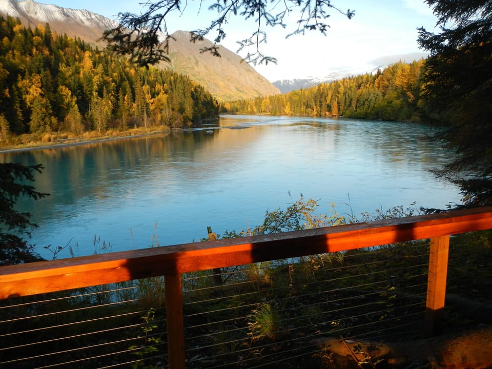 Up river lookout point on West side of property.   Similar view from master deck
