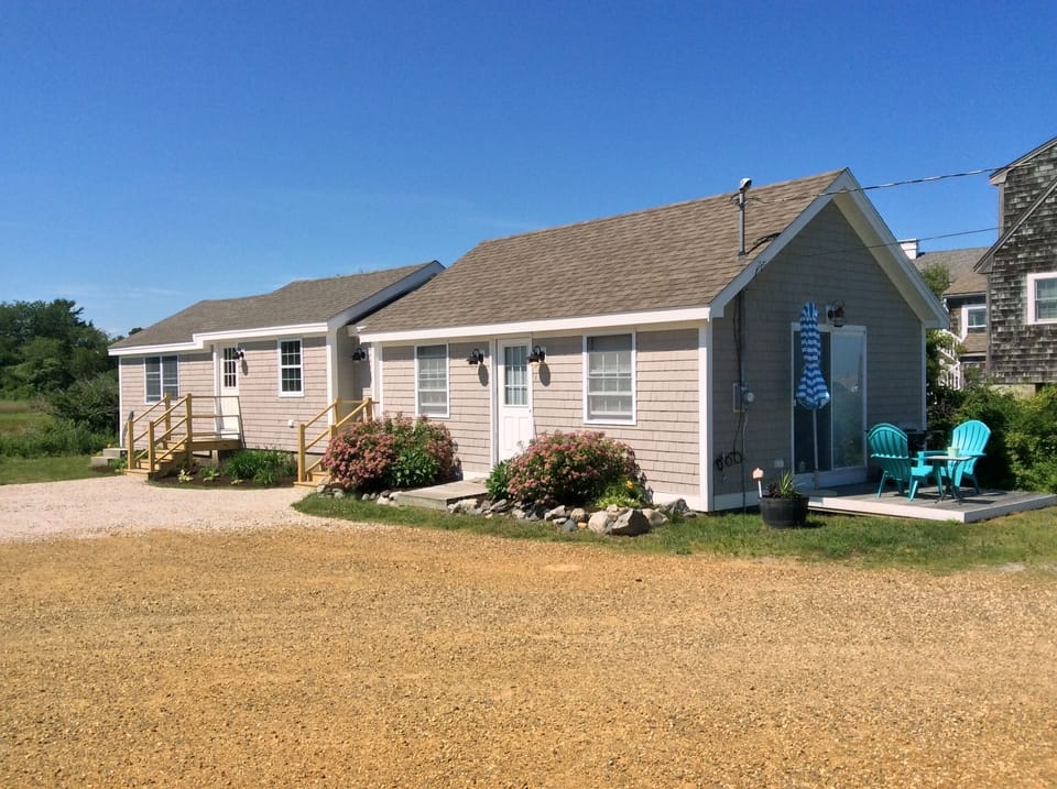 Cottage #3 at Salty Breeze Cottages is on the left, with connected laundry room