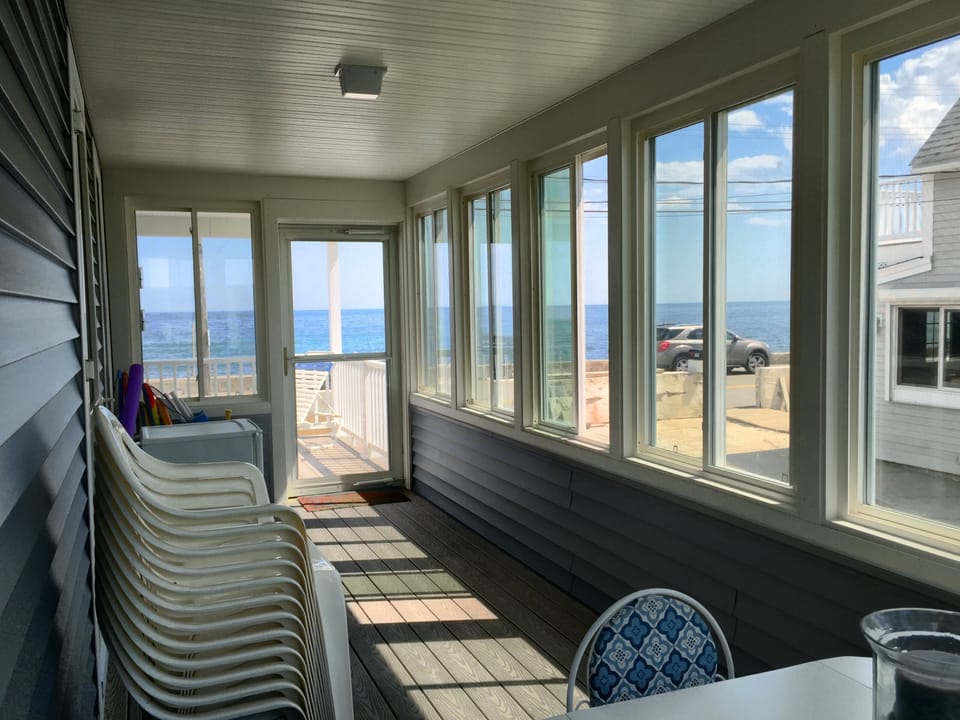 Enclosed portion of the deck.  