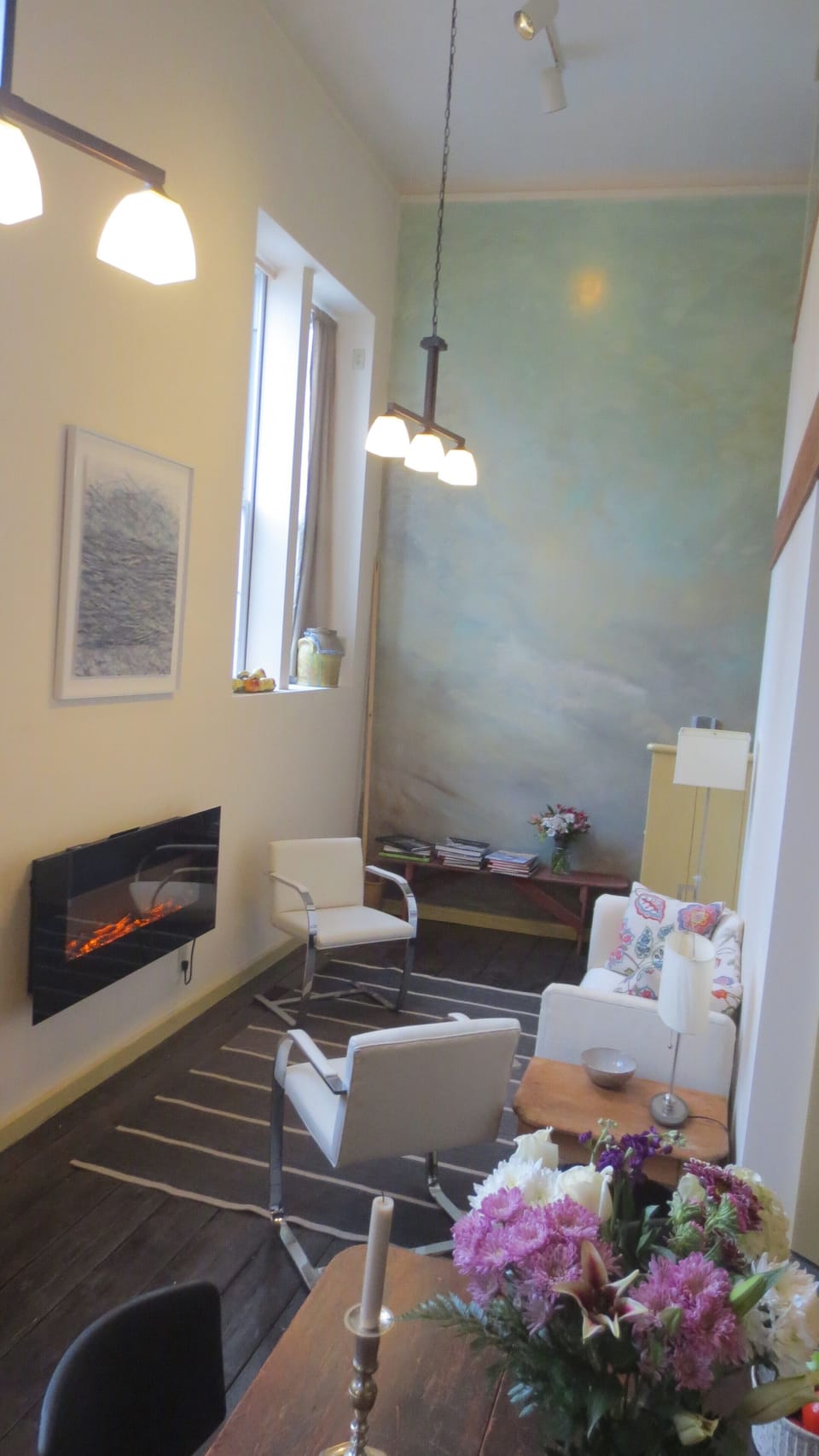 Kitchen and seating  as seen from entrance