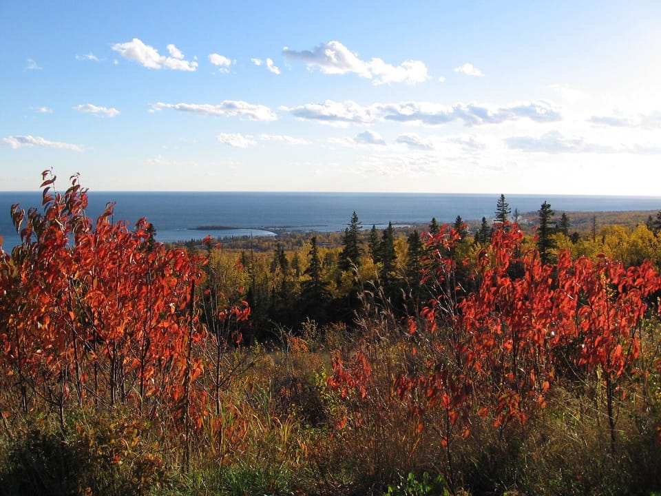 The big lake in Late September driving down to town.