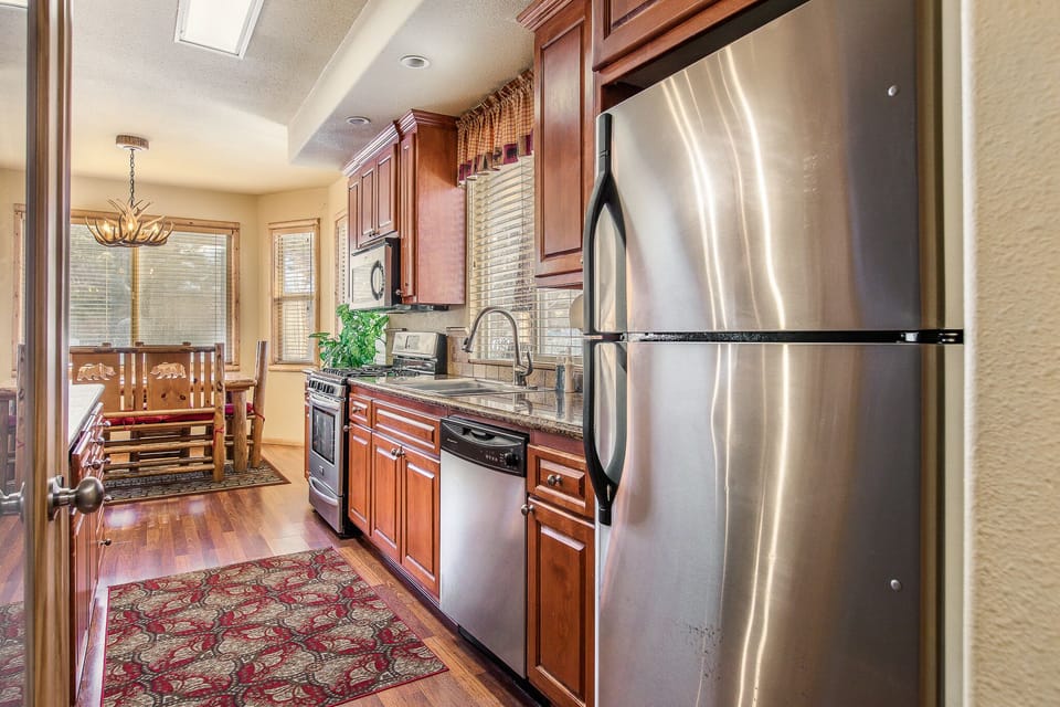 Kitchen with full size refrigerator