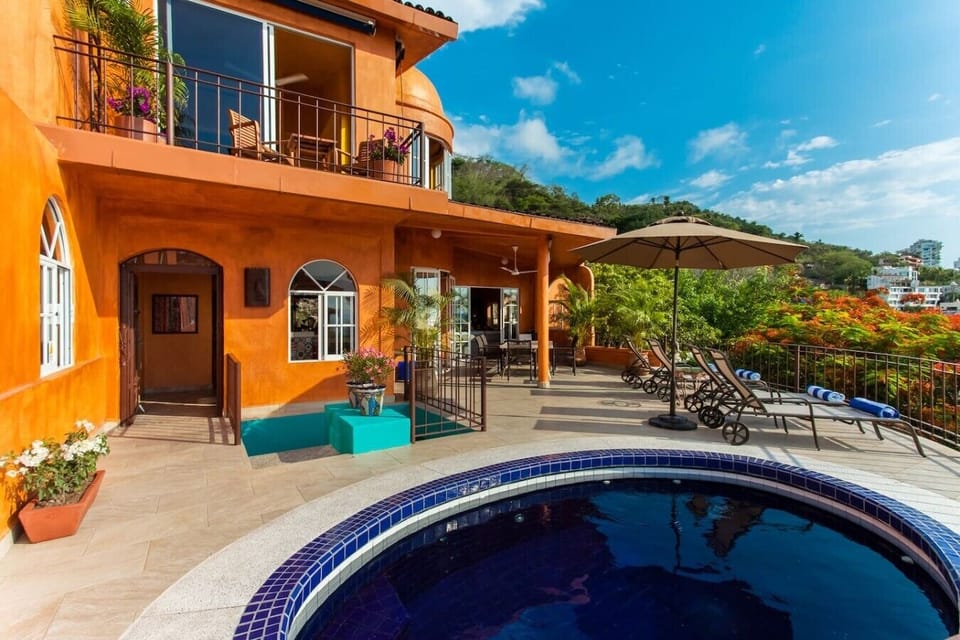 The main terrace and pool