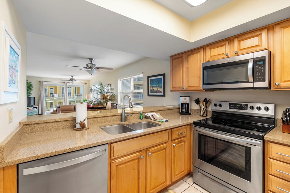 Fully equipped kitchen with everything you need to prep, cook and serve meals