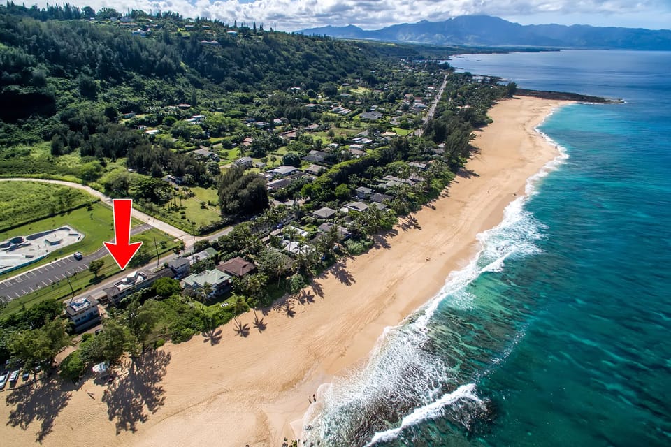 Our house with the beach in front and banzai skate park in the back.