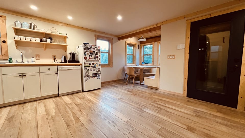 Heated floors throughout the downstairs of the cabin