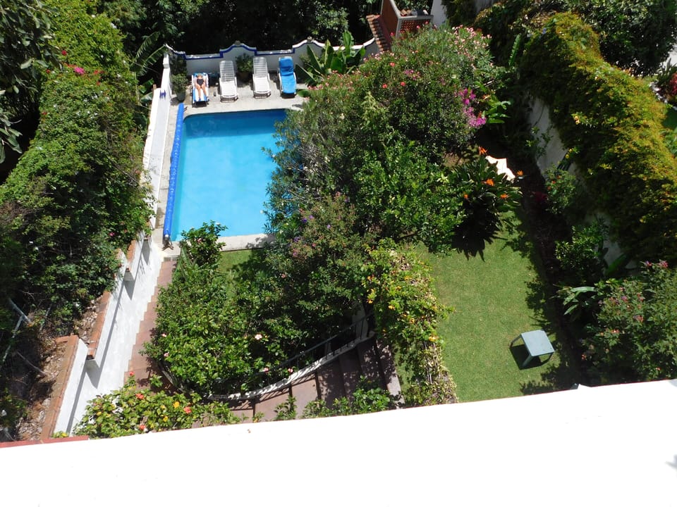 The view of the pool from the apartment balcoy.