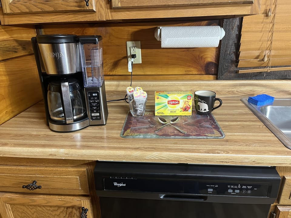 We offer tea and decaf tea, but we do not offer coffee or the fixings.
