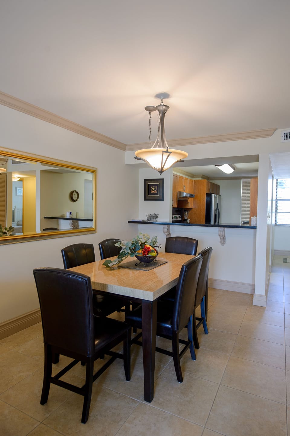 Dining area, towards the kitchen, seats 6.