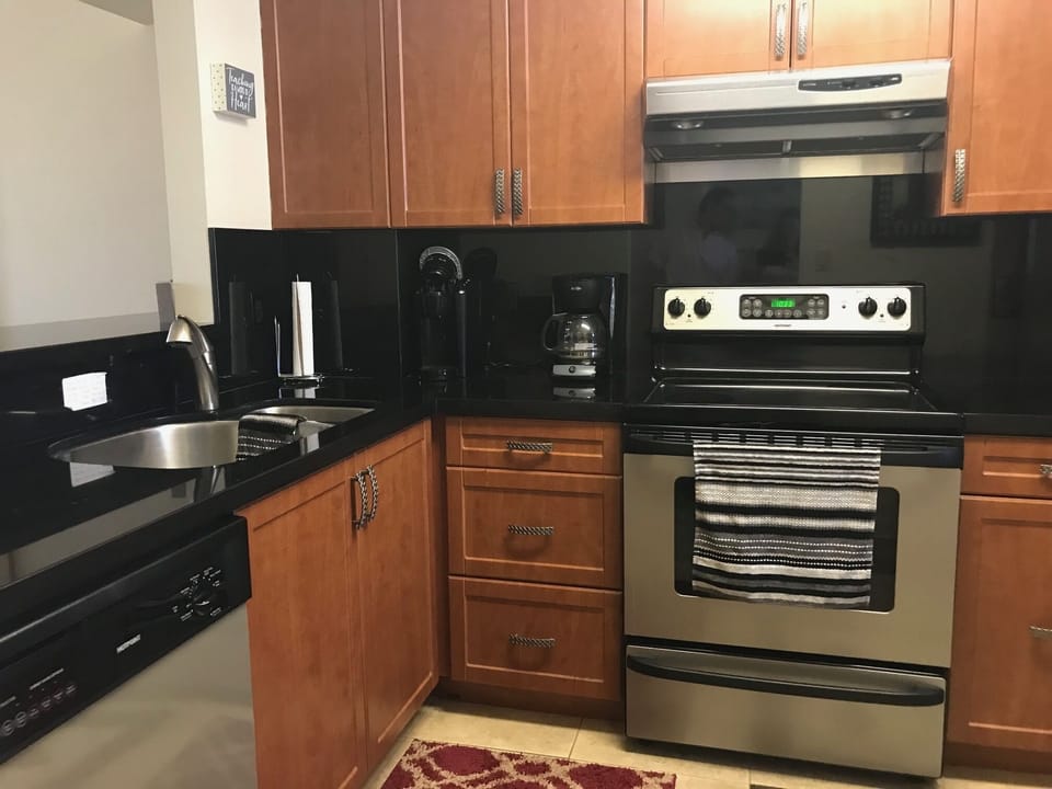 Newer stainless steel appliances.