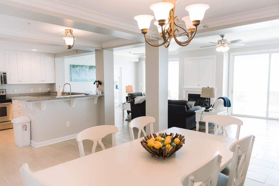 Dining room into the living room 