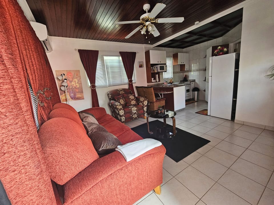 Living room area with cable, smart tv & Netflix.