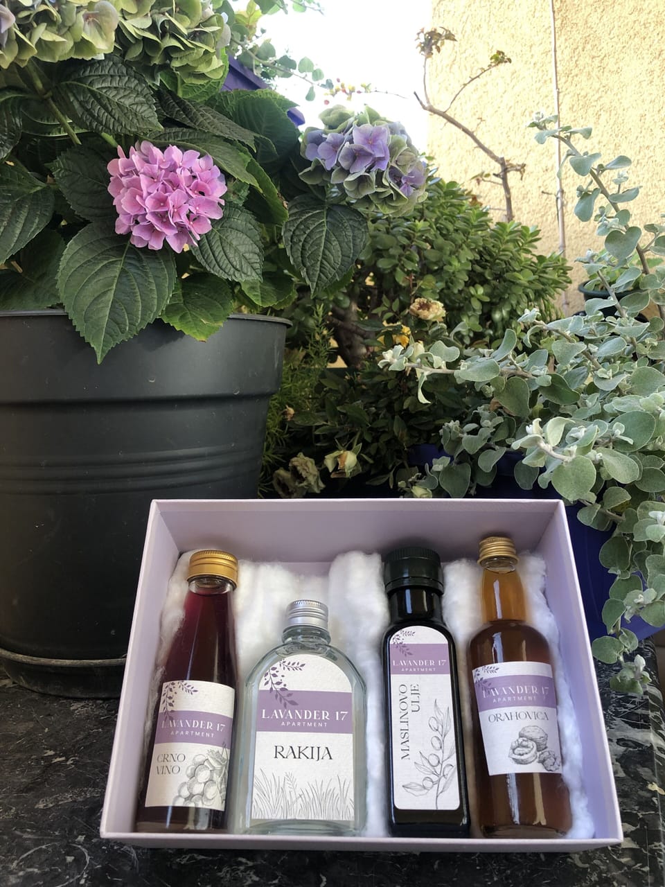 Our homemade olive oil, brandy, walnuts spirit, red wine. You can buy as memory 