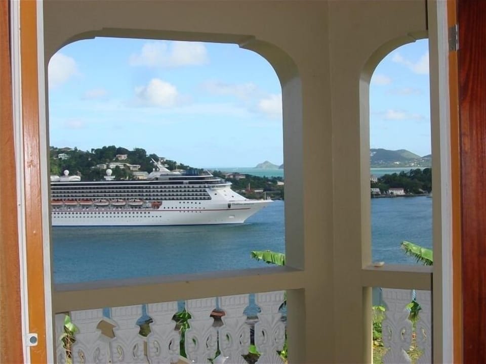 A Stunning Bay View, From Within La Marguerite Apart., Of A Cruise Ship